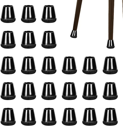 Tappi per gambe della sedia, 24 pezzi, con feltrini, antiscivolo e silenziosi, per sedia, tavolo, divano (14-23 mm, nero)