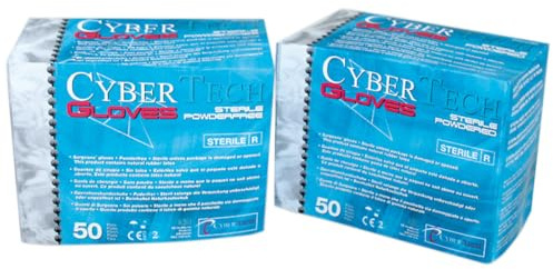 CyberTech - CyberGlove sterile Latex OP-Handschuhe Größe 9, leicht gepudert (1 x 50 Paar)