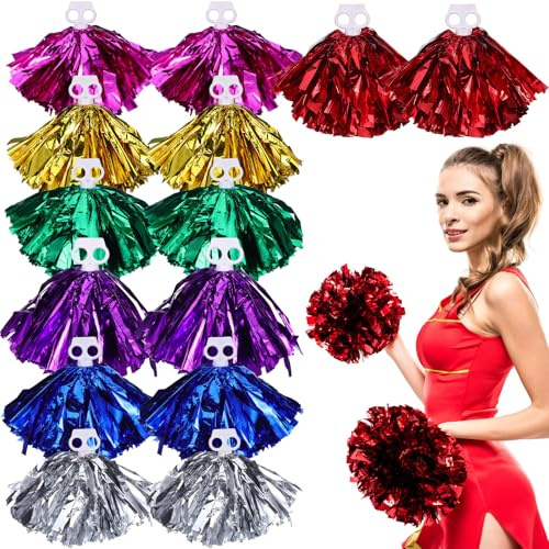 GANAZONO 7 Paires Pompons de Cheerleading Pet Lot de Multicolores avec Anneau Ajustable Accessoires Confortables pour Événements Sportifs et Compétitions de Danse