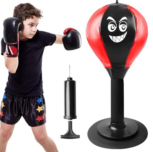 Demlaka Punchingball Tisch: Büro Punchingball, Mini boxsack mit Saugnapf und Luftpumpe, Rage Bag, Punching Ball Set, Tisch Boxsack, Mini-Boxball, Desktop-Boxsack für Chef, Kollegen, Freunde