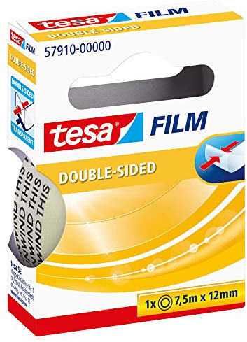 tesa tesafilm doppelseitiges Klebeband, Fotofilm - für Fixierungen auf Papier und anderen Materialien - 1 Rolle 7,5m : 12mm