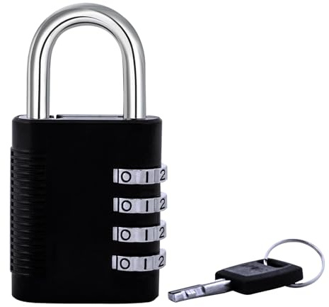 SX-575 4-Dial Combination Disc Padlock, High Security Combination Lock, Indoor, Outdoor Storage Cabinet Padlock, Durable Locker Lock, for Home Improvement, with Shielded Hardened Steel Shackle,Chrome