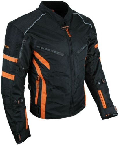 HEYBERRY Kurze Textil Motorrad Jacke Motorradjacke Schwarz Orange