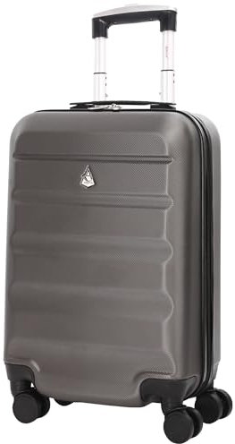 Aerolite Trolley Handgepäck für Lufthansa, Ryanair, Easyjet und Mehr - 34L Leichtgewicht Handgepäck Koffer - ABS Hartschalen Reisekoffer 55x35x20 mit 4 Rollen und Ausziehbarem Griff - Kohlegrau
