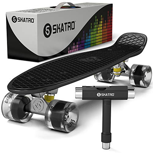 Skatro - Skateboard Mini Cruiser. Tavola completa in plastica di 22 pollici in stile Retro …