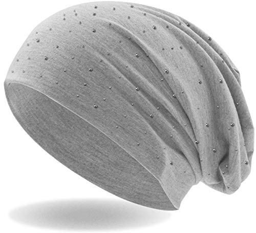 Hatstar Damen Beanie Mütze | mit edler Nieten Applikation | Mädchen Mütze | elastisches Slouch Long Beanie | leicht und weich