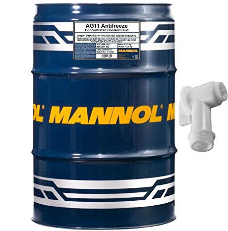 60 L MANNOL AG11 Antifreeze (Longterm) Kühlerfrostschutz Farbe: blau inkl. Auslaufhahn SAE J1034 ASTM D3306/D4340/D4985 NATO S759VAG TL 774 C (G011 A8C A1)