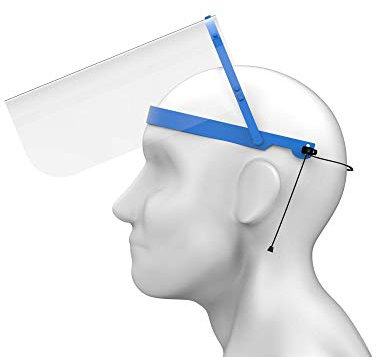 Urhome Gesichtsschutz aus Kunststoff - Gesichtsschutzmaske Gesichtsvisier Schutzmaske Visier Face Shield | 1 x Visier + Halter in Blau