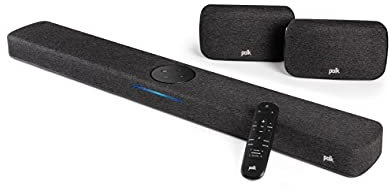 Polk Audio React Soundbar Surround System, Heimkino Soundbar mit Alexa Built-in und kabellose Surround Lautsprecher