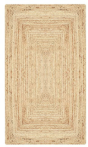 MARRAKESCH Nora Alfombra de yute tejida a mano, estrecha, 140 x 70 cm, trenzada, para exteriores como jardín o balcón, para interiores como pasillo, cocina, baño