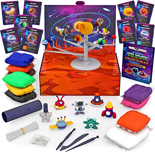 Original Stationery Mini Galaxy 3D Solar System Modellier Ton-Set, 10 Beutel Selbsttrocknende Modelliermasse zum Basteln für Kinder um ein Bewegliches Sonnensystem Selbermachen