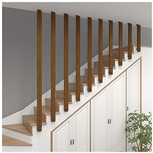 Main Courante en Bois - Ensemble Complet de Balustrade Garde-Corps, Rampe d'Escalier Antidérapante, Intérieure et Extérieure Avec Fixations