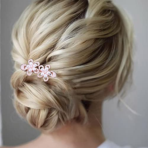 TseenYi Blume Perle Haarspange Perle Hochzeit Haarspange Haarspange Perle Blumen Haarspange Vintage Mini Perle Haarnadel Brautschmuck Kopfbedeckungen Zubehör für Frauen und Mädchen (Gold Champagner)