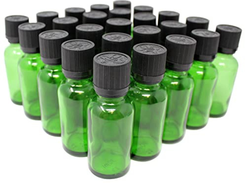Aromhuset 25 x 30 ml grüne Glasflaschen mit Schraubverschluss | auslaufsicher | transparent | Likörflasche | Schnapsflasche | Ölflasche | Gewürzflasche