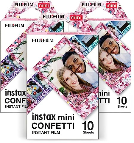 Fujifilm Instax-Konfetti-Mini-Film (10 Belichtungen, 3er-Pack), lebendige Bunte Sofortfotos, kompatibel mit Fujifilm Instax Mini-Kameras, fasziniert Erinnerungen mit atemberaubenden Konfetti-Designs | Kompatibel mit Kameras, atemberaubende Designs, faszinierende Erinnerungen, lebendige bunte Sofortfotos, 3 Stück
