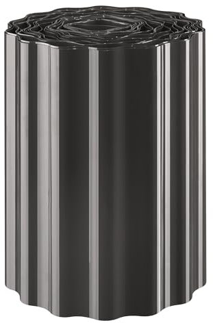 Rasenkante 30cm hoch 9m lang Grau Anthrazit Beeteinfassung Beetumrandung Rasenbegrenzung Mähkante Krötenzaun PET-Folie flexibel wetterfest Gartenabgrenzung Raseneinfassung Rolle