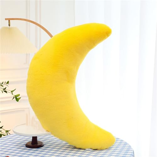 Herfair Kuschelkissen Kinder Mondkissen Weiche Flauschige Mondform Sofakissen Zierkissen Plüsch Kissen für Kinderzimmer Deko (Gelb,55 cm/21.7 in)