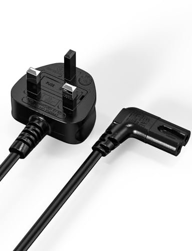 2M Power Cable Compatible with Samsumg TV, Mellbree Quality Safe Right Angle Suitable for Awkward Space Figure 8 Power Cable Compatible with Samsung, LG, Panasonic TV Black