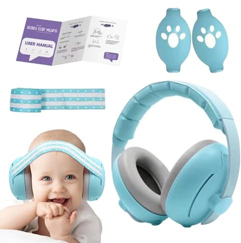 Paraorecchie per bambini, paraorecchie per bambini contro il rumore, cuffie regolabili per bambini con cancellazione del rumore, protezione acustica, morbidi paraorecchie per bambini dai 3 ai 48 mesi