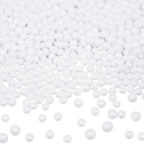 SOFPLATE 28g 7mm Bis 9mm Kleine Weiße Schaumstoffperlen Schaumstoffkugeln Mini Perlen Glatt Rund Zum Basteln Styropor Vasenfüller Sitzsackfüllung Füllperle Für Kunsthandwerk DIY Hochzeit Feiertags