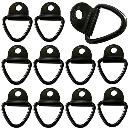 Generic 10 Pcs Stainless Steel D Ring Tie Down Anchor, Heavy Duty, Black, 3.6 cm x 2 cm, Universal Fit for Trailers