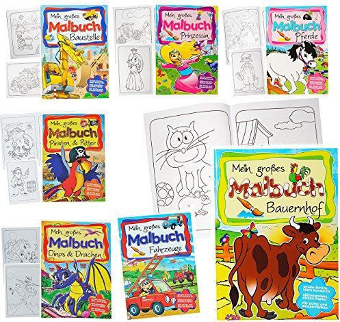 alles-meine.de GmbH 3 Stück große XL Malbücher - A4 - Pferde, Bauernhof & Haustiere - große Motive - 80 Seiten - Dickes Kindermalbuch - für Stifte & Wassermalfarben - Fohl..