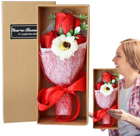 Ramo de Flores Artificiales – Ramo de Rosas de Clavel perfumado para