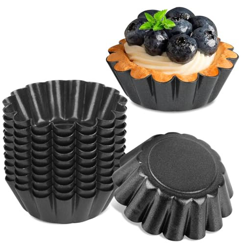 12 Piezas Molde de Tarta de Huevo, Molde de Tartaleta, Moldes para Hornear Reutilizables y Antiadherentes, Molde para Pudin, Molde para Galletas, Molde Magdalenas para Hornear, Pastel, Galletas