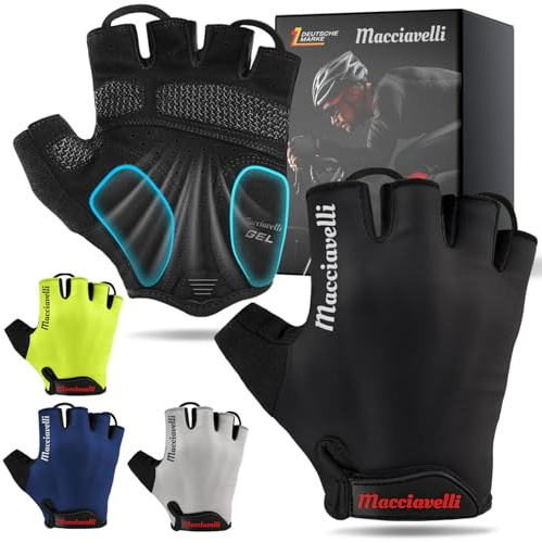 MACCIAVELLI Guanti da ciclismo da uomo e da donna (nero, L)