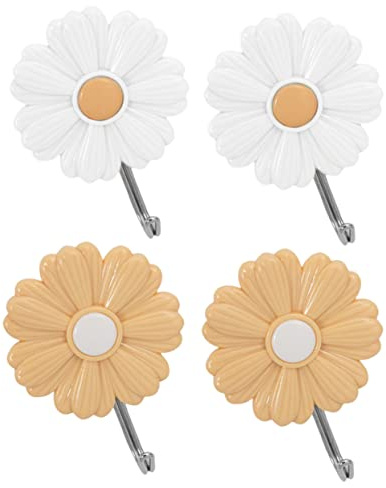 SOLUSTRE 4Pezzi Ganci Adesivi Decorativi Forma Fiore Ganci Per Arredamento Per Scuola Appendini Per Asciugamani e Colori Misti
