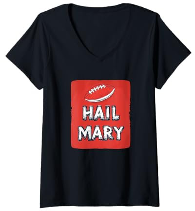 Damen Cooles American Football Event und Hail Mary Moment Kostüm T-Shirt mit V-Ausschnitt
