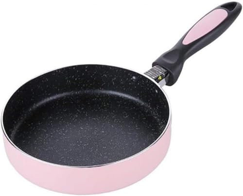 WOTZOV Padella Antiaderente, Padella per Uova Rivestita in Acciaio Inox per Piano Cottura a induzione, 20 cm, Rosa