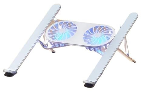 zhongqunli Soporte para portátil, Base enfriadora for computadora portátil, Soporte de Aluminio Plegable con Ventilador Doble(Silver)