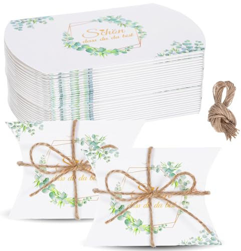 Gastgeschenke Hochzeit, Schön Dass Du Da Bist Gastgeschenk Kommunion, 50 Stück Geschenkbox für Gastgeschenke Kommunion Hochzeit Gastgeschenk Taufe Deko Geburtstag Konfirmation Deko Gold 9*6,5cm 50 PCS