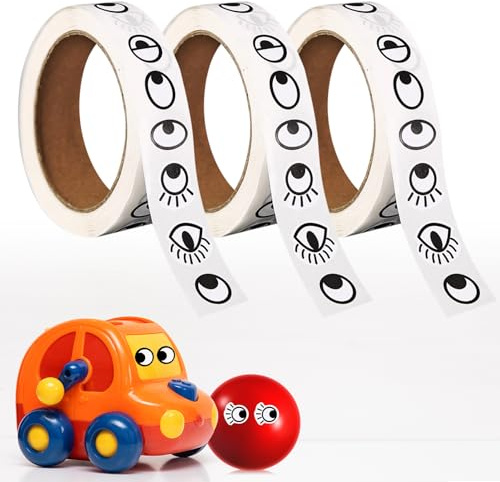 SAIIURV 3000 Pezzi Nero bianco Occhio Adesivi etichette, Occhi Mobili Adesivi di Plastica, Etichette Cartone Animato per Artigianato Scrapbooking