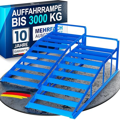 WERKTHOR Rampe Sollevamento Auto in Metallo [Set di 2] – Rampe per Auto Fino a <3t – Rampa Alta Resistenza per Ogni Superficie – Pedane Auto Robuste
