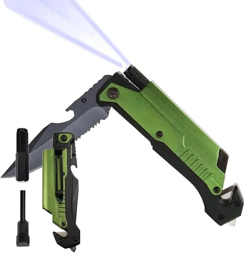 Outdoor Hunting Camping Pocket Multitool, 6 in 1 Multi-Function Folding Tool with Fire Starter Glass Breaker