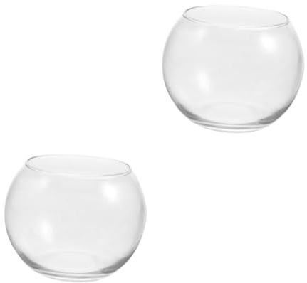 BESPORTBLE 2 Pièces Bol à Poisson Rond Transparent Aquarium Écologique pour Plantes Hydroponiques Décor de Bureau et Salon Vase Stable et Pot pour Jardin Aquatique Miniature