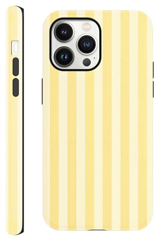 Yirlbey Striped Verano Fodral för iPhone 13 Pro 6,1, Kantskydd med Ästetisk Gul Stripes Ritningar Motiv Design Silikon TPU-fodral Stötskydd Bumperskydd Skyddsfodral för Kvinnor för iPhone13Pro