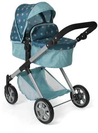 Bayer Chic 2000 Kombi-Puppenwagen Mila – 2in1 Buggy & Kinderwagen türkis | 2in1 Puppenwagen mit wendbarem Sportsitz, Babywanne & schwenkbaren Rädern. Höhenverstellbar 39-72 cm