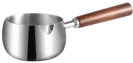 IMEEA Edelstahl Milchtopf 800ml mit Holzgriff kleiner Stieltopf für Milch Kakao Butter Saucen Mini Kochtopf für Induktion Gas Elektroherd | Kleiner Topf für Milch und Butter, Edelstahl, Holzgriff, ideal für Milch, Butter und kleine Saucen, 765 ml