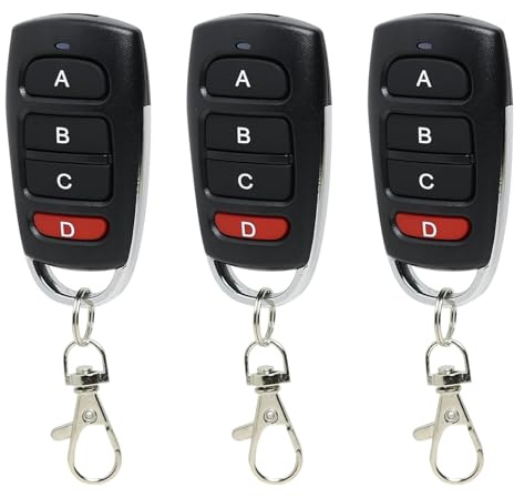 3 Pcs Telecomando 433 Mhz Universale Telecomando Cancello Programmabile Telecomandi Portatile A 4 Pulsanti Comodo Efficiente Adatto Per Porte Garage Cancelli Serrande Avvolgibili Con 3 Portachiavi