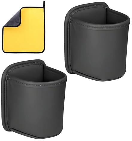 Auto Getränkehalter für Tür, Leder Auto Wasserglashalter, 2 Stück Leder Klemmbarer Becherhalter für Tür Rücksitz,für Kaffeebecher, Dosen, Wasserflaschen.