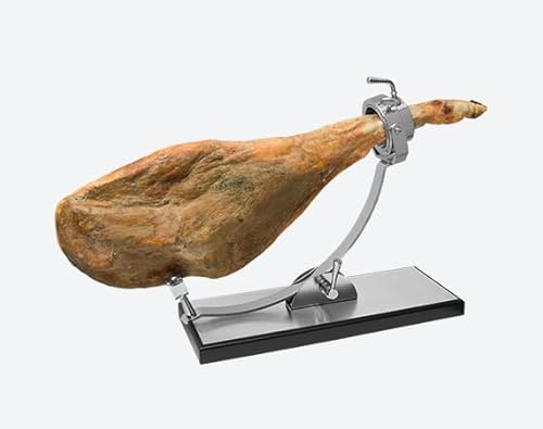 Genérico Buarfe Cordoba CUCHILLERIA Parra Jamonero Profesional Giratorio y basculante, Soporte jamonero con Base de DM mas Lamina de Acero Inoxidable Modelo Cordoba (Sin Set de Corte)