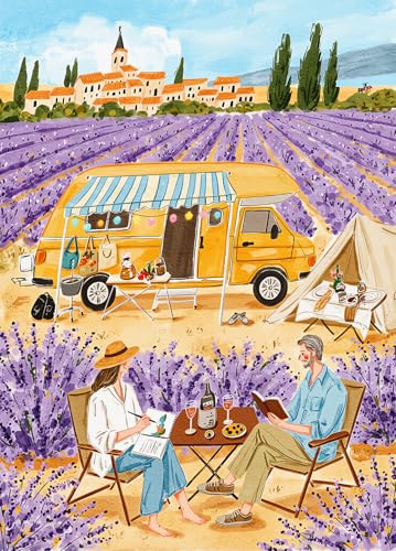 Provence Days Jigsaw Puzzle 1000 Teile Erwachsene | Tipps zu den Buchstaben des Rückens/Abschnitte A-D, großes Poster, Größe 70×50cm, staubfrei, Familienaktivität für drinnen