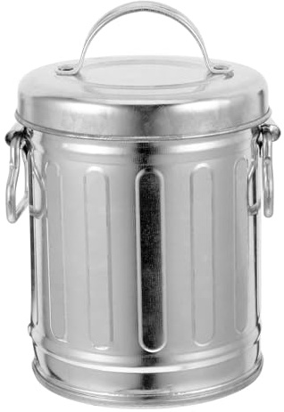 IWOWHERO Vintage Aschenbecher aus Verzinktem Metall mit Deckel Kleiner Multifunktionaler Ash Tray im Eimer Design aus Eisen für Tisch und Terrasse