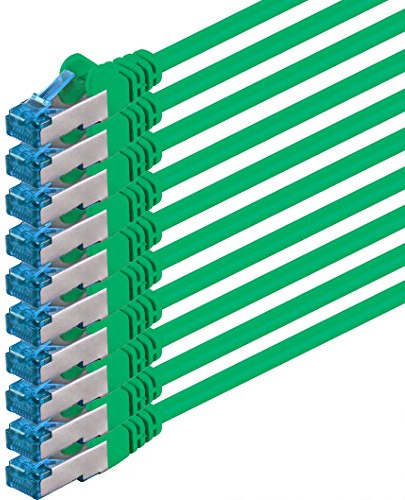 1aTTack.de Câble réseau CAT6a Cat6 Cat6 10 Gbit/s 2 m | vert - 10 pièces | CAT 6a | S-FTP | double blindage