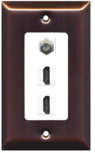 Riteav – 2 porte HDMI 1 cavo coassiale tv- F-Type piastra decorativa Copper/White