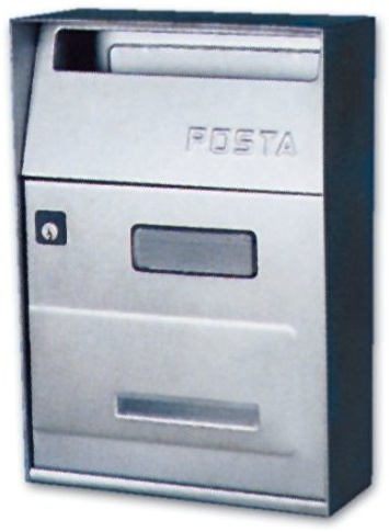 CASSETTA POSTALE IN ACCIAIO INOX SATINATO PER ESTERNO L. 21 x P. 9,5 x H. 30 cm.