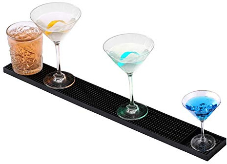 Tapis de déversement de Barre en Caoutchouc, Tapis de Service de Barman à la bière antidérapant sans barrières, Chemin de Rail de Barre de Garniture antidérapante 23.6 ”x 3.1” Noir